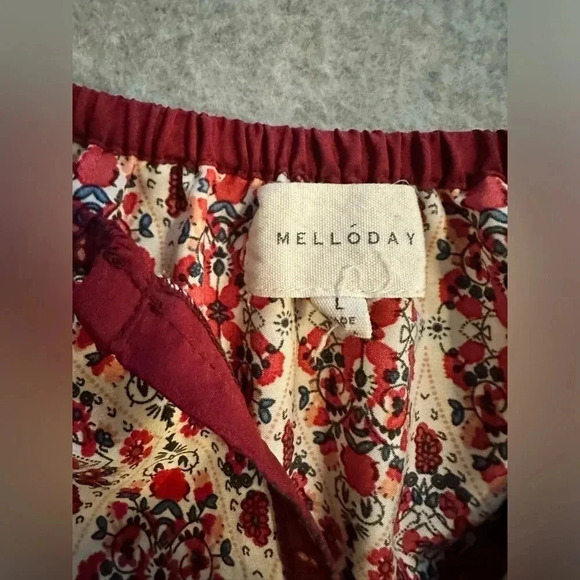 Melloday red long sleeve bohemian blouse size L - Picture 4 of 8